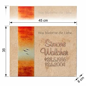 Grabstein mit Abmessungen