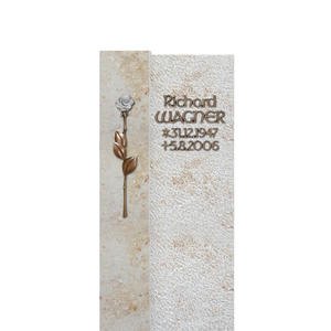 Xavare Stilvolle Grabstele aus Naturstein mit Rose für ein Doppelgrab