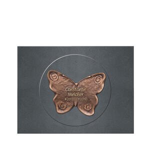 Farfalla Memoria Urnengrab Gedenkplatte mit Schmetterling in Bronze & Namensgravur