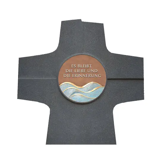 Sanktura – Urnengrab Platte mit Kreuz & Bronze für Namen & Spruch