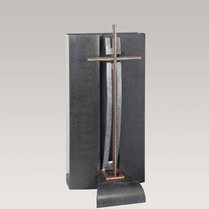 Avellino Nero Urnengrabmal aus Granit mit Bronze Grabkreuz