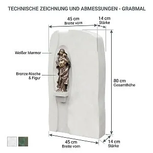 Grabstein mit Abmessungen
