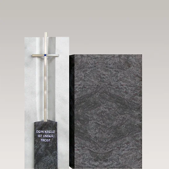 Filia Virgo – Urnengrabmal Modern Granit & Marmor mit Kreuz