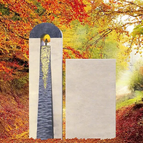 Arreau – Urnengrabmal Naturstein Modern mit Sonne