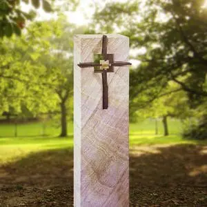 Corvey Urnengrabmal Stele mit Bronze Kreuz