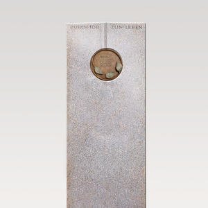 Raphael Vivere Urnengrabstein aus Granit Aurora mit Floraler Bronze Schrifttafel