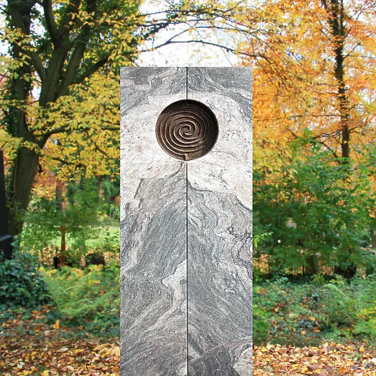 Voluta – Urnengrabstein Granit mit Spiral Muster