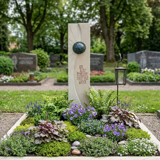 Urnengrabstein günstig kaufen mit Granit Kugel - Carini (Detailansicht) 