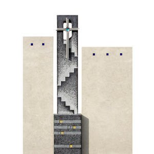 Solemnitas Urnengrabstein Kalkstein Granit Dreiteilig mit Kreuz