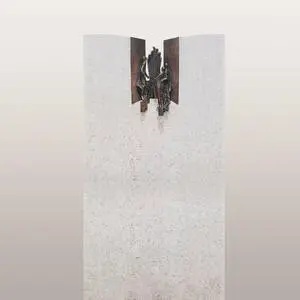 Rosello Paradiso Urnengrabstein Kalkstein mit Bronze Ornament Treppe & Figuren