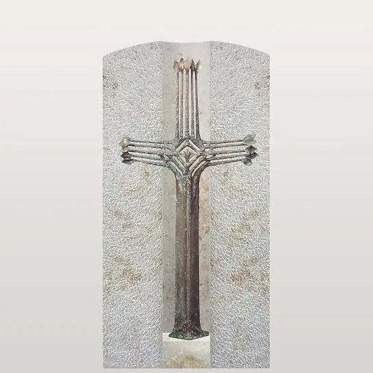 Crociato Facile – Urnengrabstein mit Bronze Grabkreuz Modern