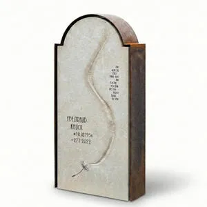 Pisano Corte Urnengrabstein mit Lebenslinie und Rahmen aus Cortenstahl