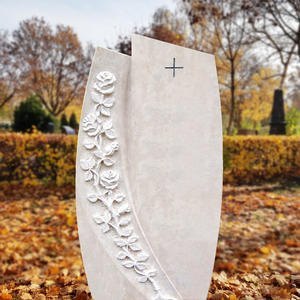 Fiore Urnengrabstein mit Stein Ornament Rose