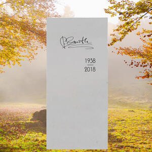 Elia Urnengrabstein mit Unterschrift - Modern aus hellem Kalkstein