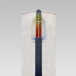 Lumos Urnengrabstein Rainbow Glas mit Edelstahl Kreuz