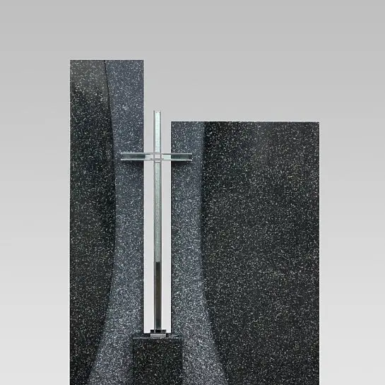 Solem – Zweigeteilter Granit Urnenstein mit Kreuz