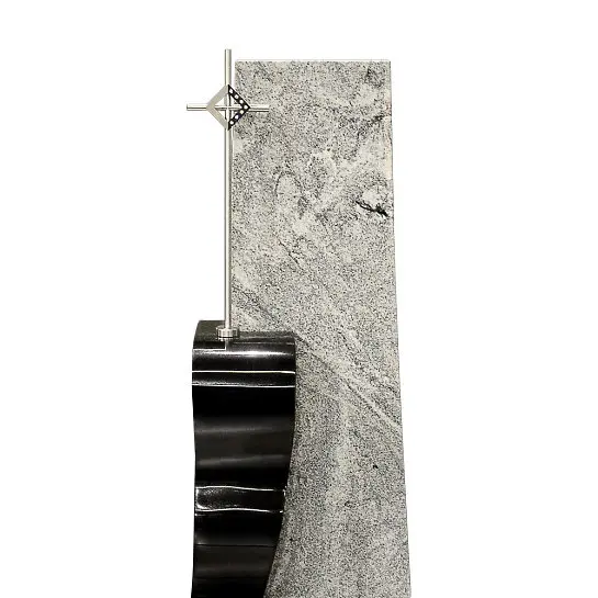 Chevallerie – Zweiteiliger Doppelgrabstein aus Granit mit Edelstahl Kreuz