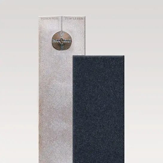 Raphael Fiore – Zweiteiliger Granit Einzelgrabstein in Hell & Dunkel mit Glaskugel