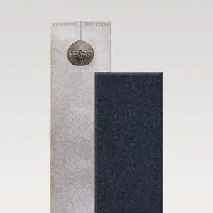 Raphael Fiore Zweiteiliger Granit Einzelgrabstein in Hell & Dunkel mit Glaskugel