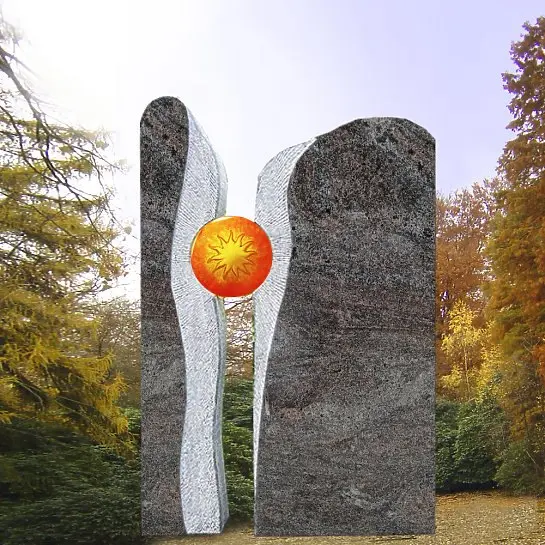 Signum – Zweiteiliger Grabstein mit Sonnenornament
