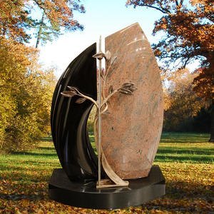 Vignerot Zweiteiliger Granit Urnengrabstein mit Lebensbaum aus Bronze