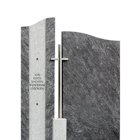 Bonifacio – Zweiteiliger Naturgrabstein mit Kreuz