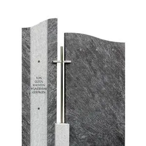 Bonifacio Zweiteiliger Naturgrabstein mit Kreuz