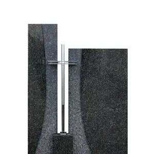 Solem Zweiteiliges Grabmal Granit Schwarz mit Kreuz