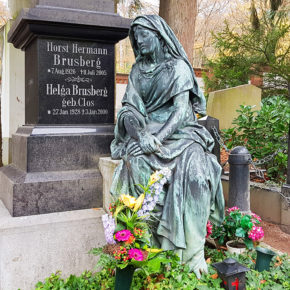 Bronzefigur-Granit-Frau-Säule-Obelisk