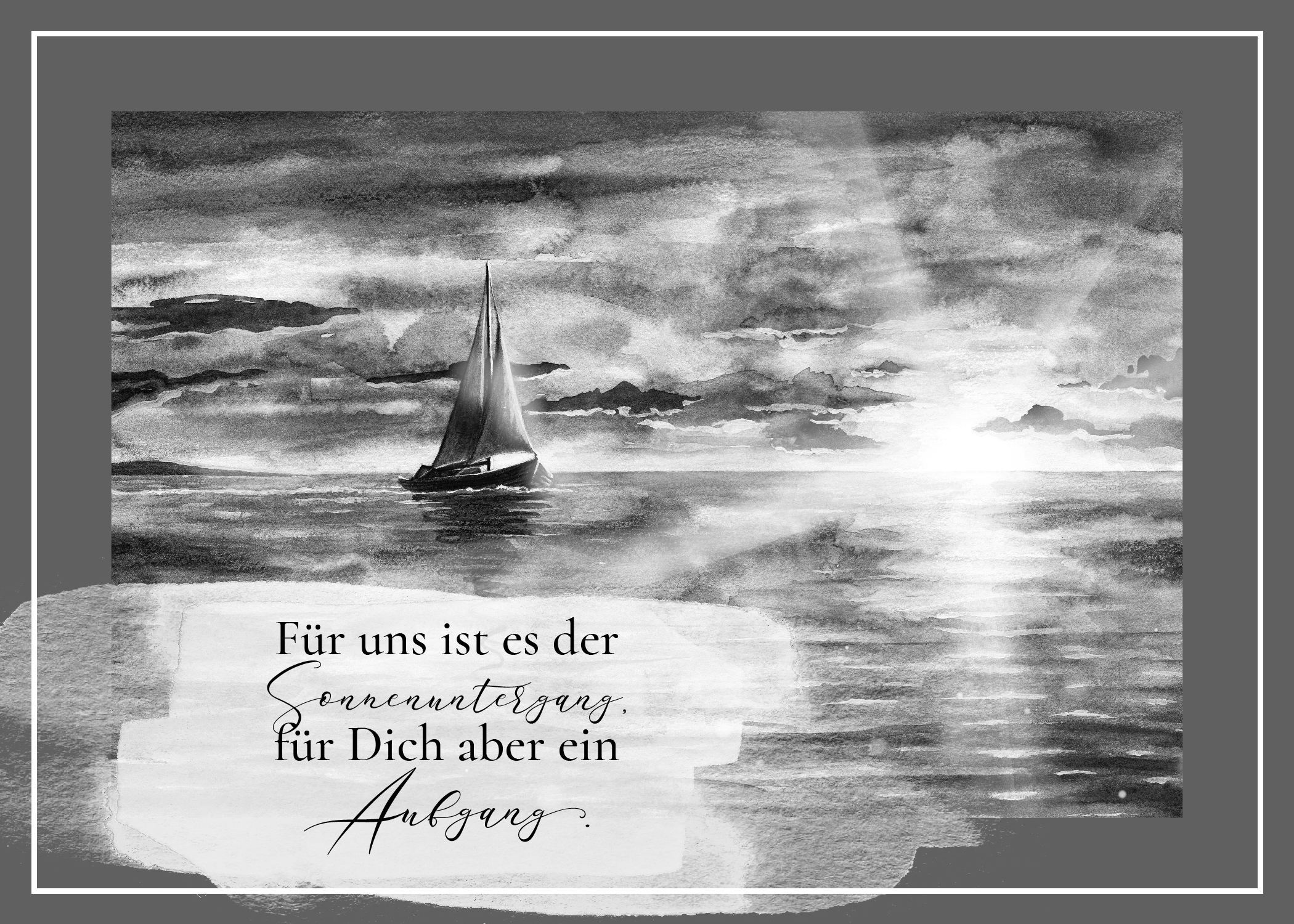 Trauerkarte oder Kondolenzkarte mit einem Spruch