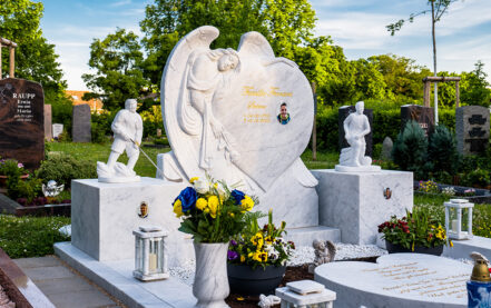Mannheim Friedhof Seckenheim Doppelgrabstein aus Marmor Stefano Ferrara