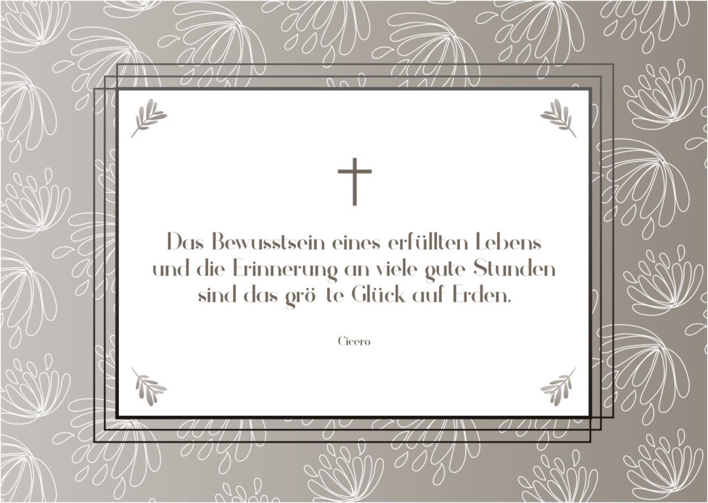 Christliche Trauerkarte mit Spruch