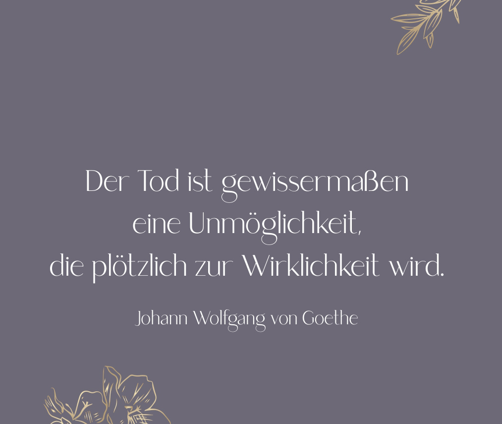 Karte mit Trauerspruch von Goethe