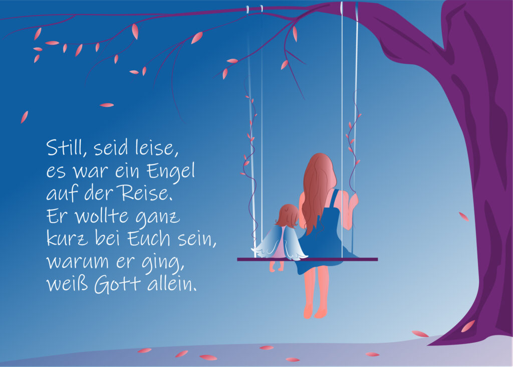 Karte mit Spruch zum Tod eines Kindes