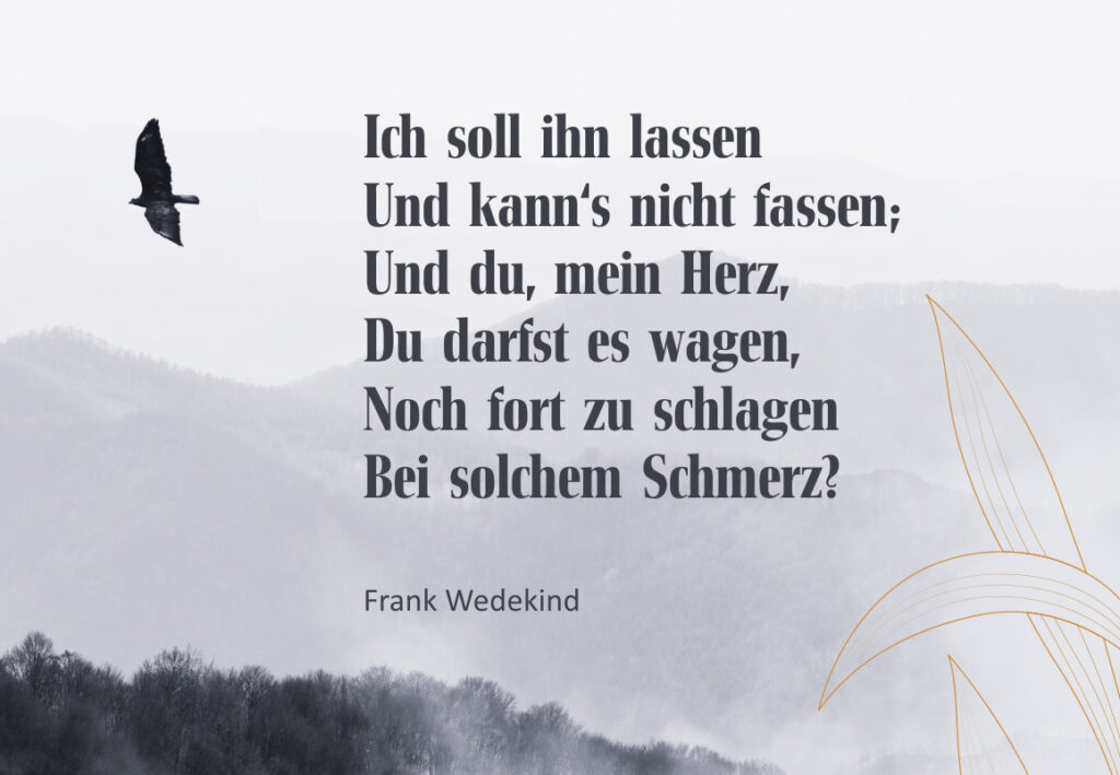 Trauerkarte mit persönlichem Spruch von Frank Wedekind