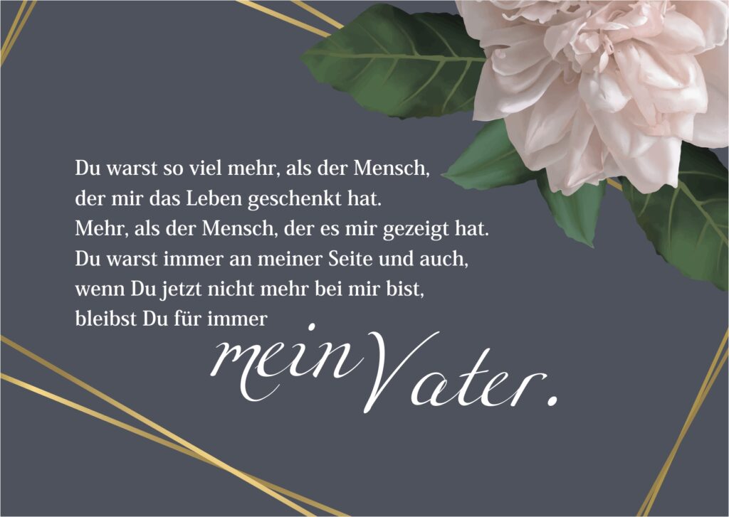 Trauerkarte mit Spruch zum Tod des Vater