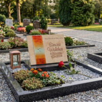 Liegestein für ein Urnengrab in modernem Design