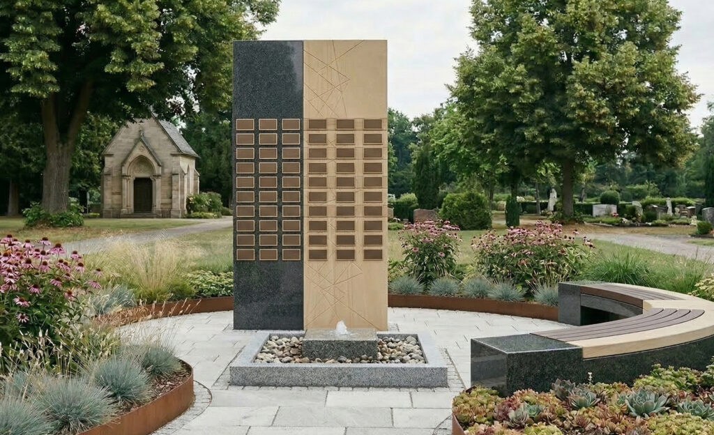 Urnengemeinschaftsgrab & Urnengemeinschaftsanlage Modern mit Gestaltung des Umfeldes - Urnenwand