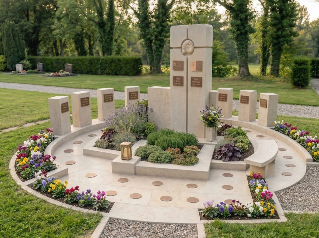 Urnengemeinschaftsgrab Urnengemeinschaftsanlage Gemeinschaftsgrab gestalten Idee als Grabstein