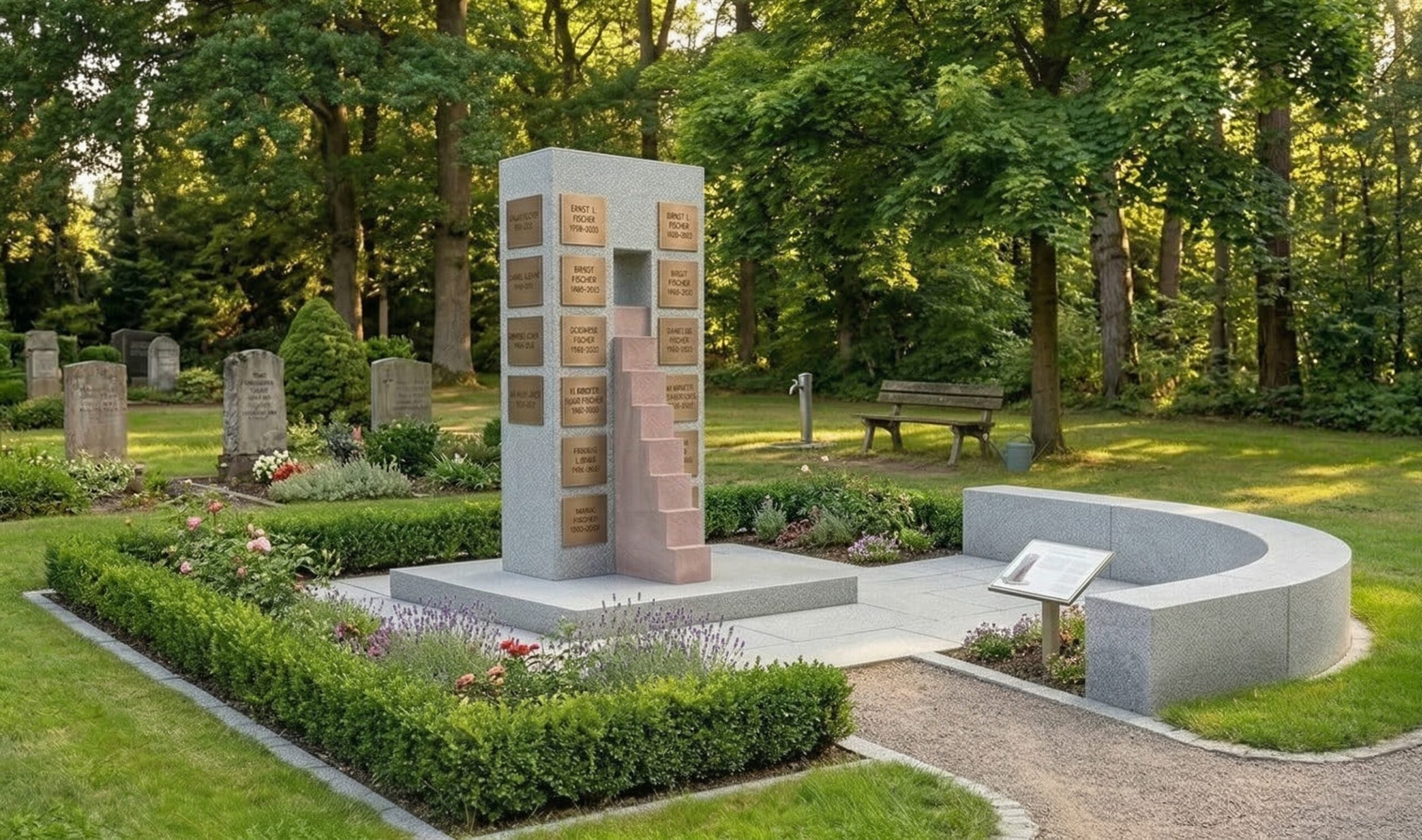 Gemeinschaftsgrabstein für Urnengestattung als Urnenwand