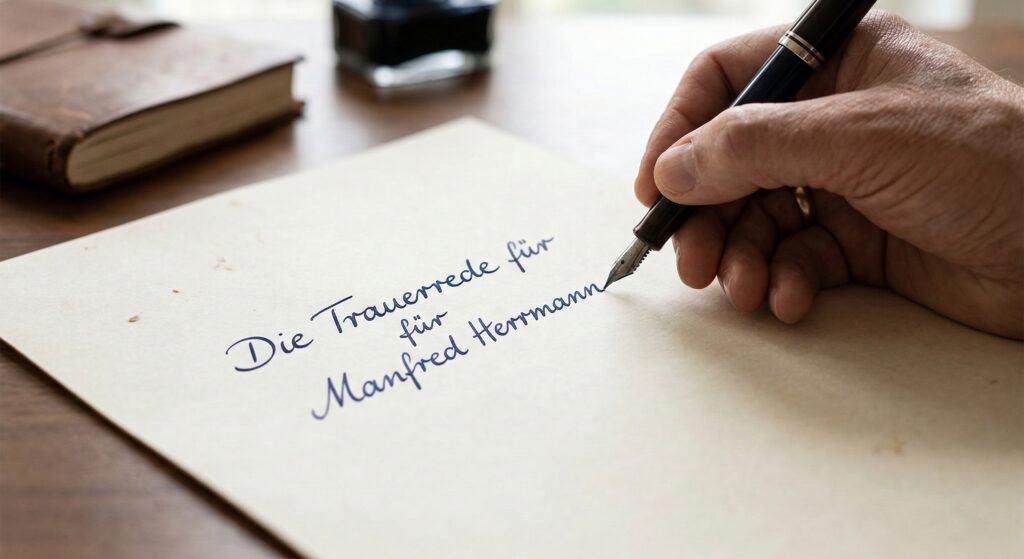 Papier mit einer Trauerrede