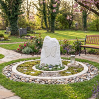 Grabstätte für Sternenkinder gestalten mit Findling und Außenanlagen