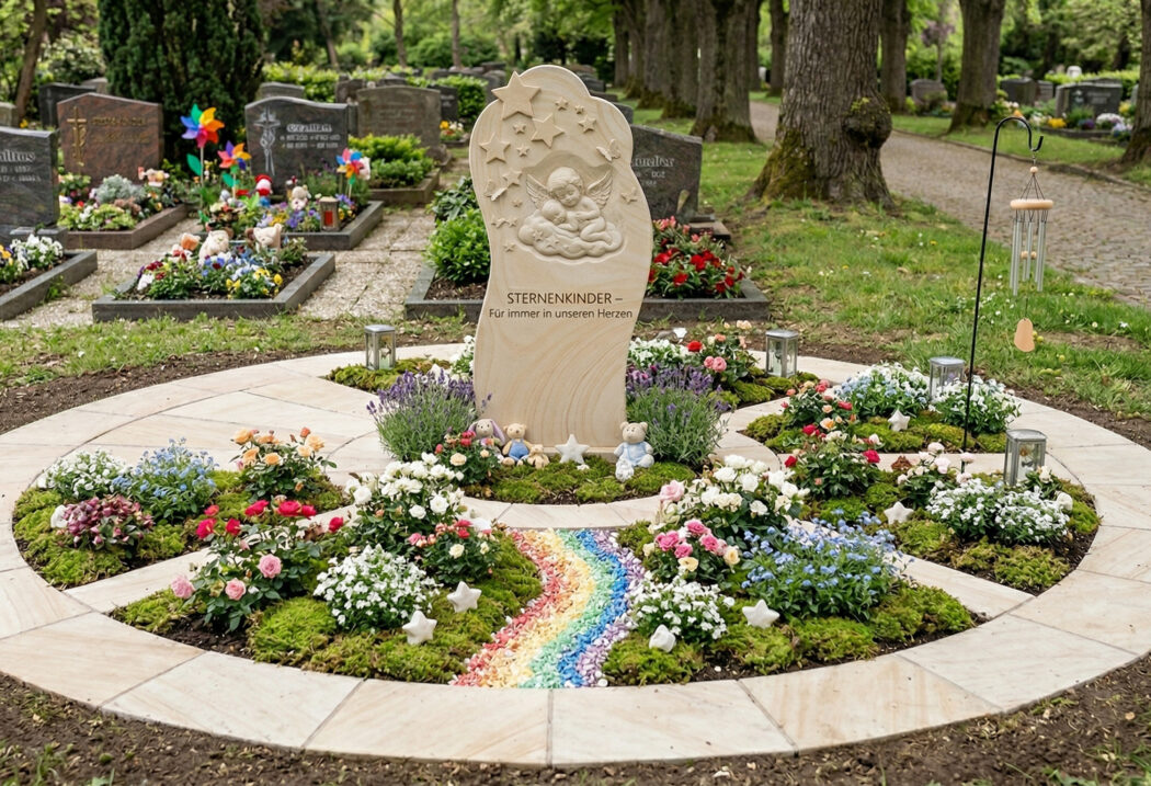 Grabstätte für Sternenkinder mit Grabbepflanzung und Grabgestaltung