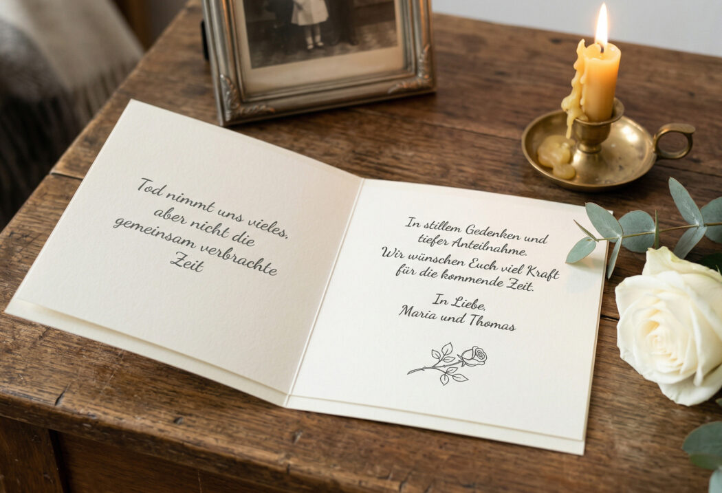 Trauerkarte Schreiben Beispiel einer persönlichen Karte mit Spruch und Texxt