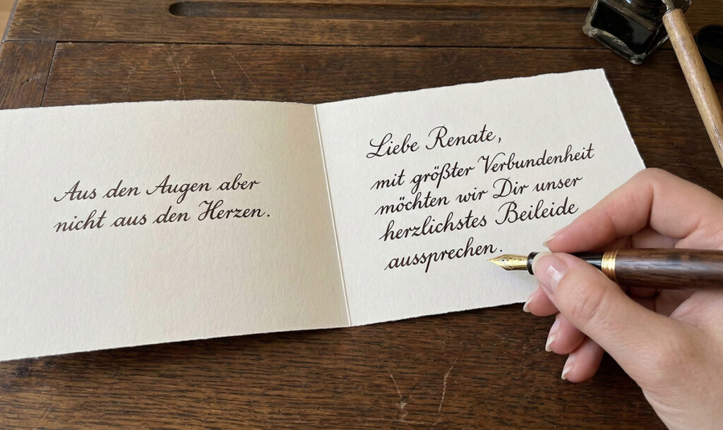 Trauerkarte handschriftlich verfasst