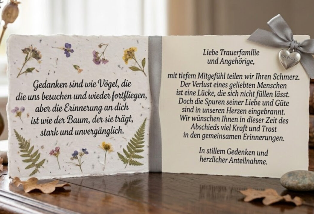Ein kurzes Beispiel für eine persönliche Trauerkarte