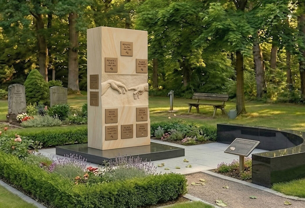 Grabstätte für ein Urnen-Gemeinschaftsgrab in modernem Design mit Grabgestaltung