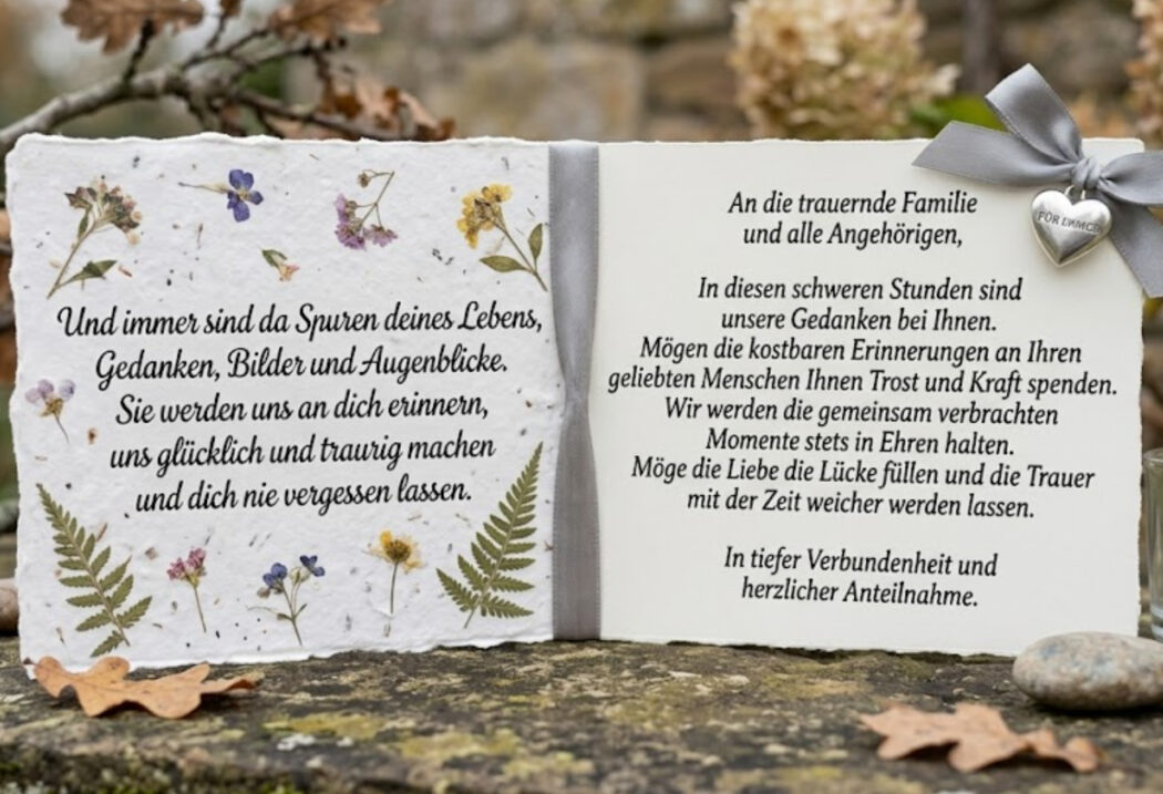 Ein kurzes Beispiel für eine persönliche Trauerkarte