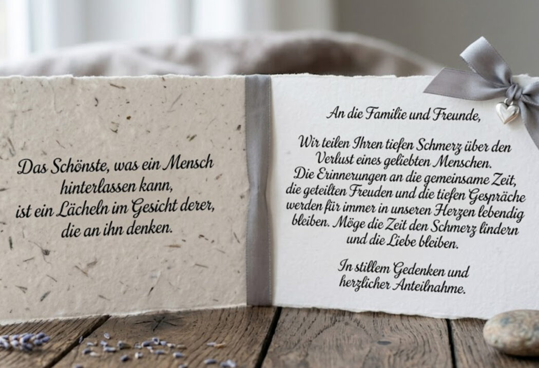 Ein kurzes Beispiel für eine persönliche Trauerkarte