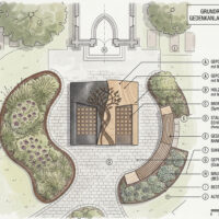 Grundrissdarststellung mit Landschaftsgestaltung der Urnengrabstätte